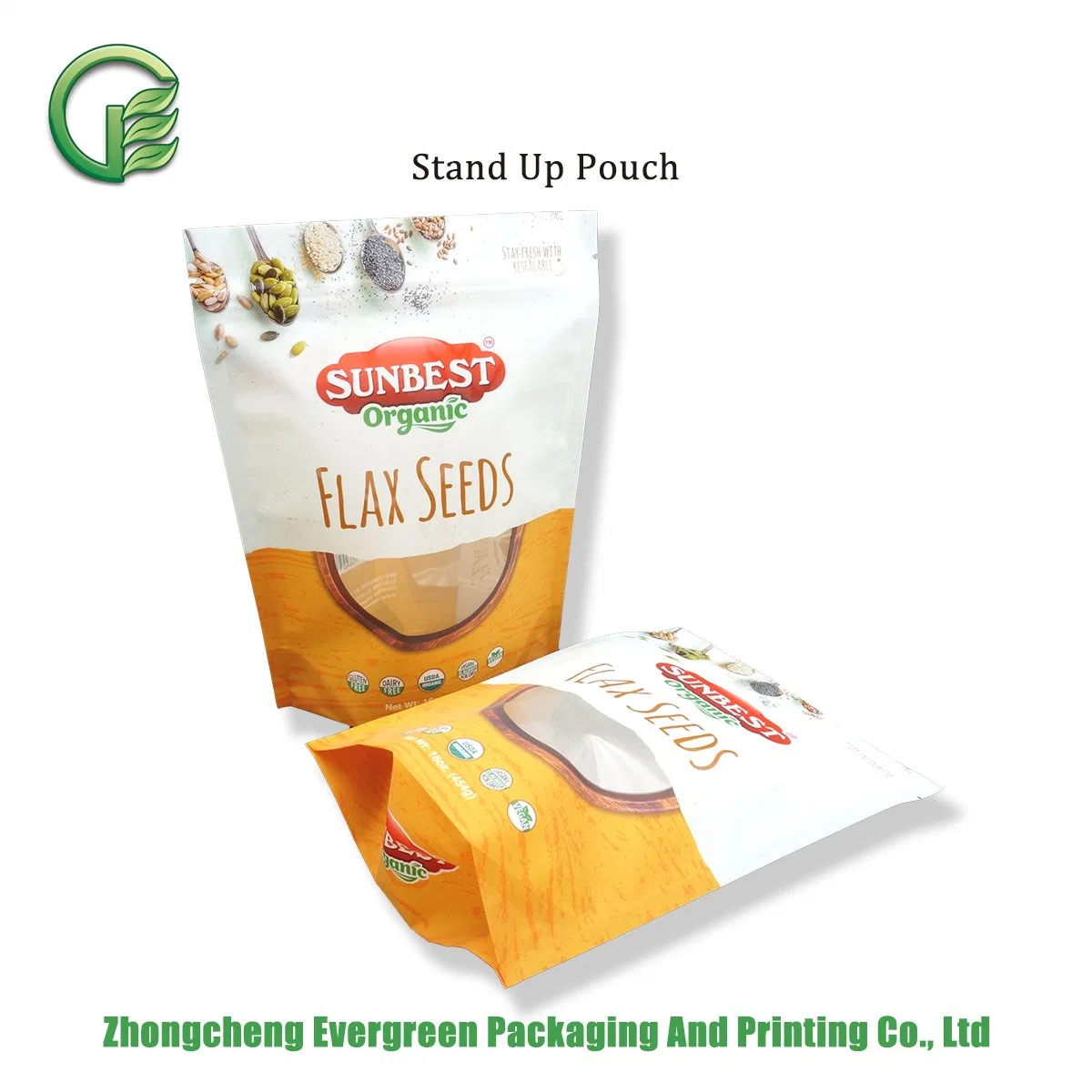 Moisture Proof Plastic Pet PE BOPP VMPET Foil Food Package Resealable Zipper Windwo Matt Customized Stand up Bags