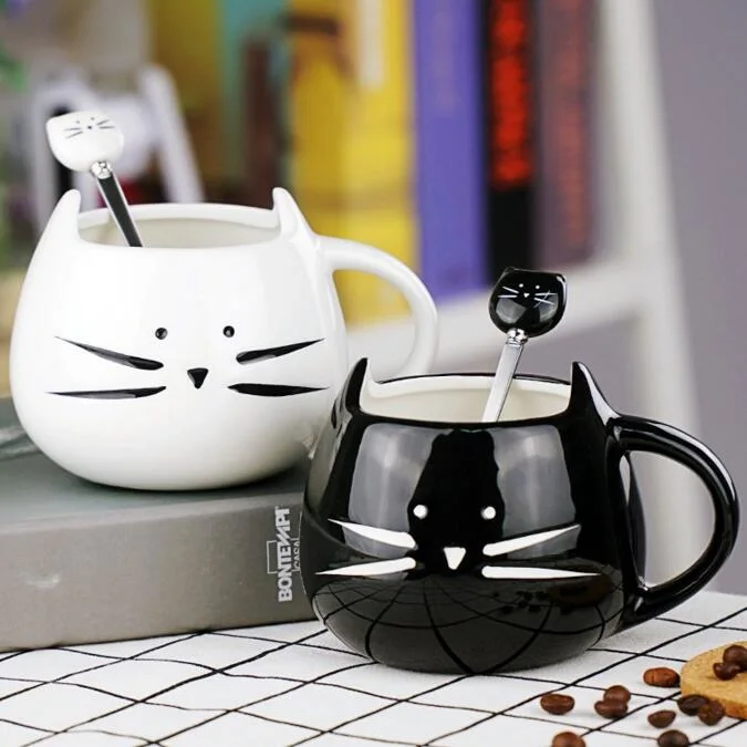 Gift Fine Porcelain Dolomite Mug Creative Cat Design Ceramic Coffee Mug