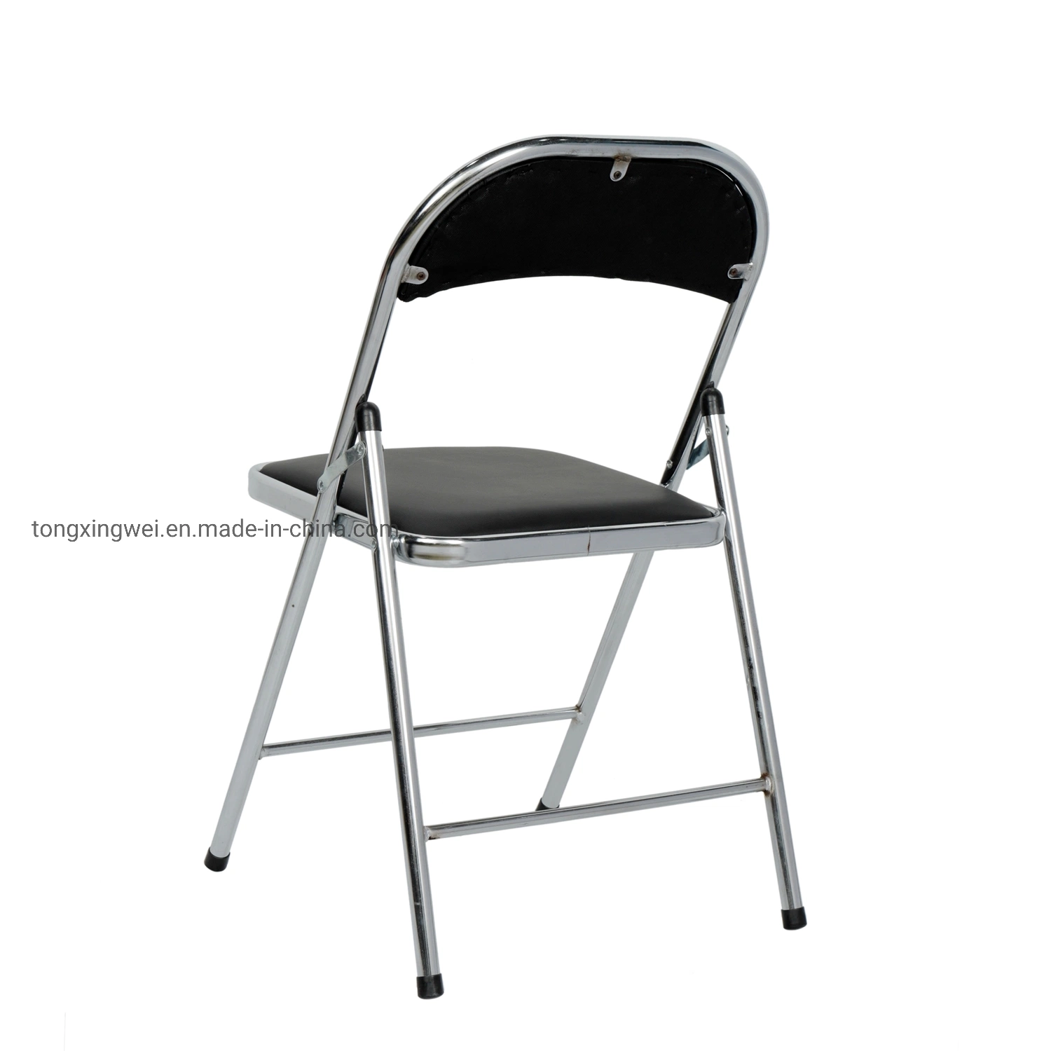 Silla plegable de acero con asiento acolchado