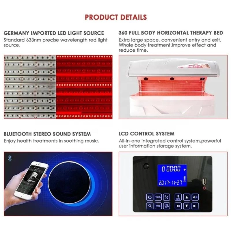 Skin Care 41600LEDs Adjustable Pulse LED Infrared Red Light Therapy Bed Device