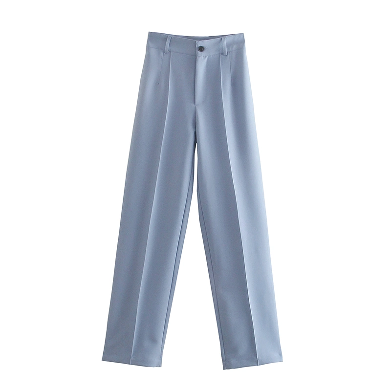 Femmes chic mode Bureau vêtements droits Pantalon vintage taille haute Pantalon habillé à fermeture à glissière et fermeture à glissière pour Femme