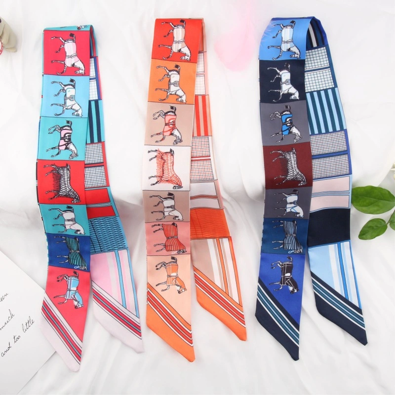 Twill War Horse Small Scarves Spring and Summer Thin Ribbon Headband