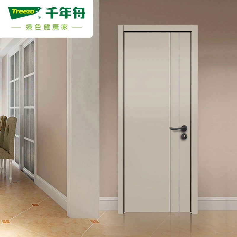 Modern Design Wood Grain Plywood Single Swing Flat Door PVC Painting Door