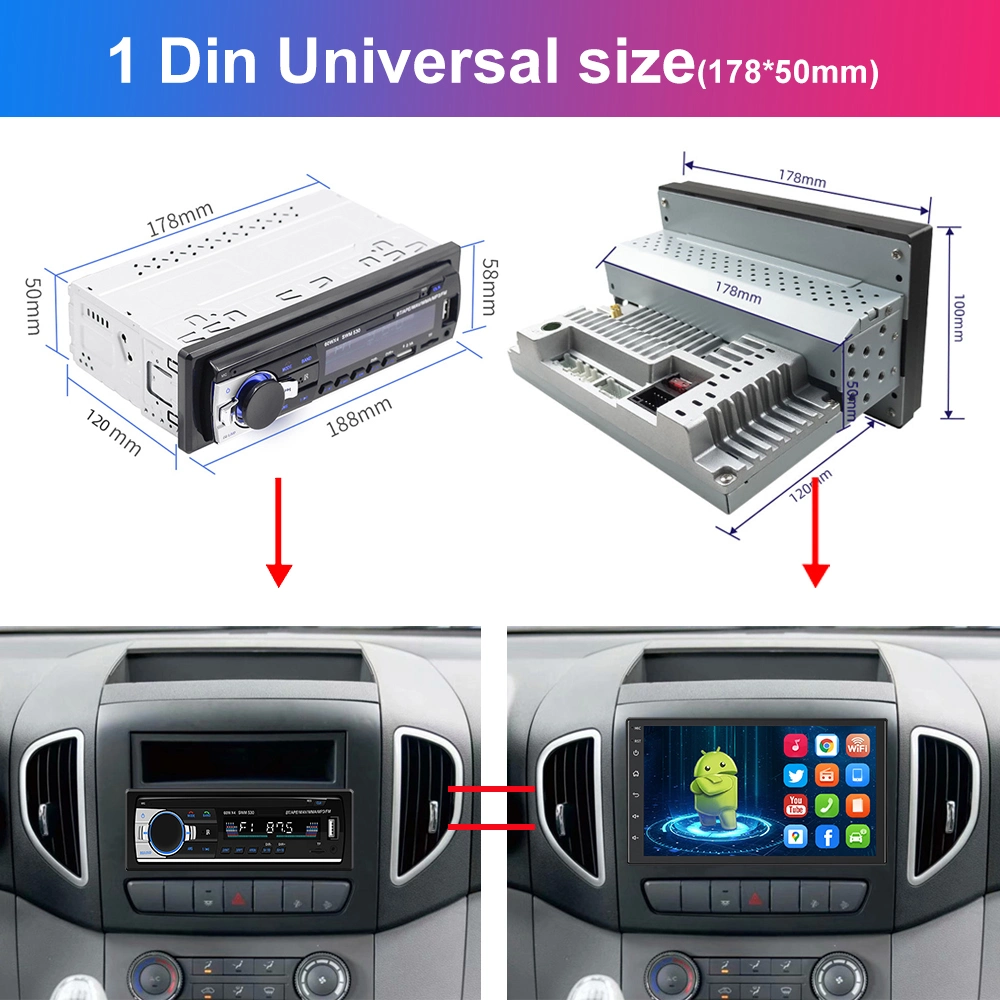 1DIN réglable de 7 pouces FM Radio stéréo de voiture Android 9.1 écran de contact 1080P à quatre coeurs de lecteur de radio de voiture de navigation GPS