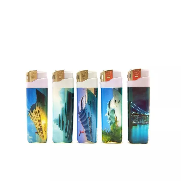 Plastic Rechargeable Butane Gas Electric Lighter with PVC Shrink Logo