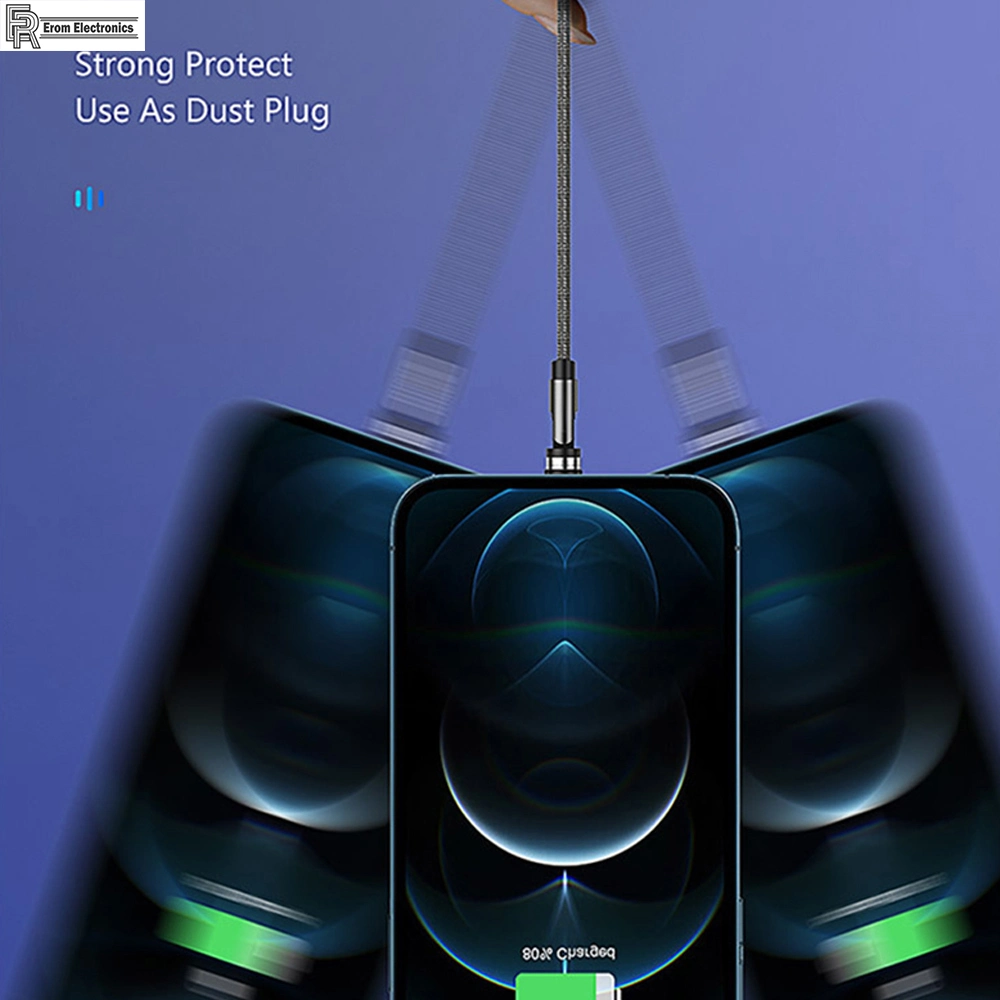 La Fábrica Magnética Teléfono 3 en 1 cable de carga Carga rápida de 3 a 540 grados de rotación del cable de datos magnéticos de datos