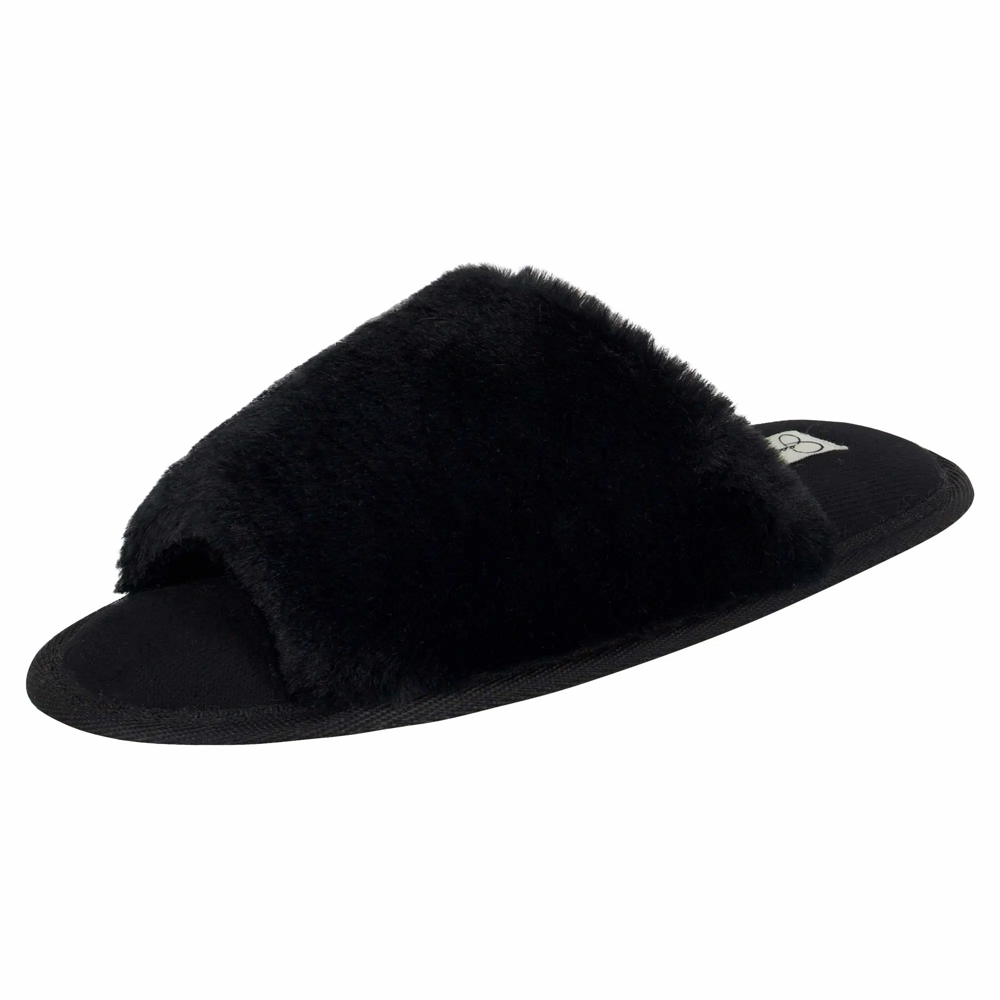 De la Mujer de la felpa Faux Fur Diapositiva difusa Zapato Abierto zapatillas con espuma de memoria