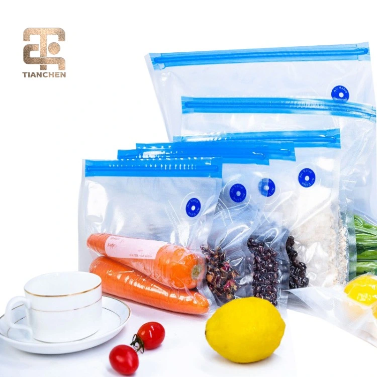 Transparent Nylon Embossed Packing Vacuum Storage Sealer Valve Air Bags for Food