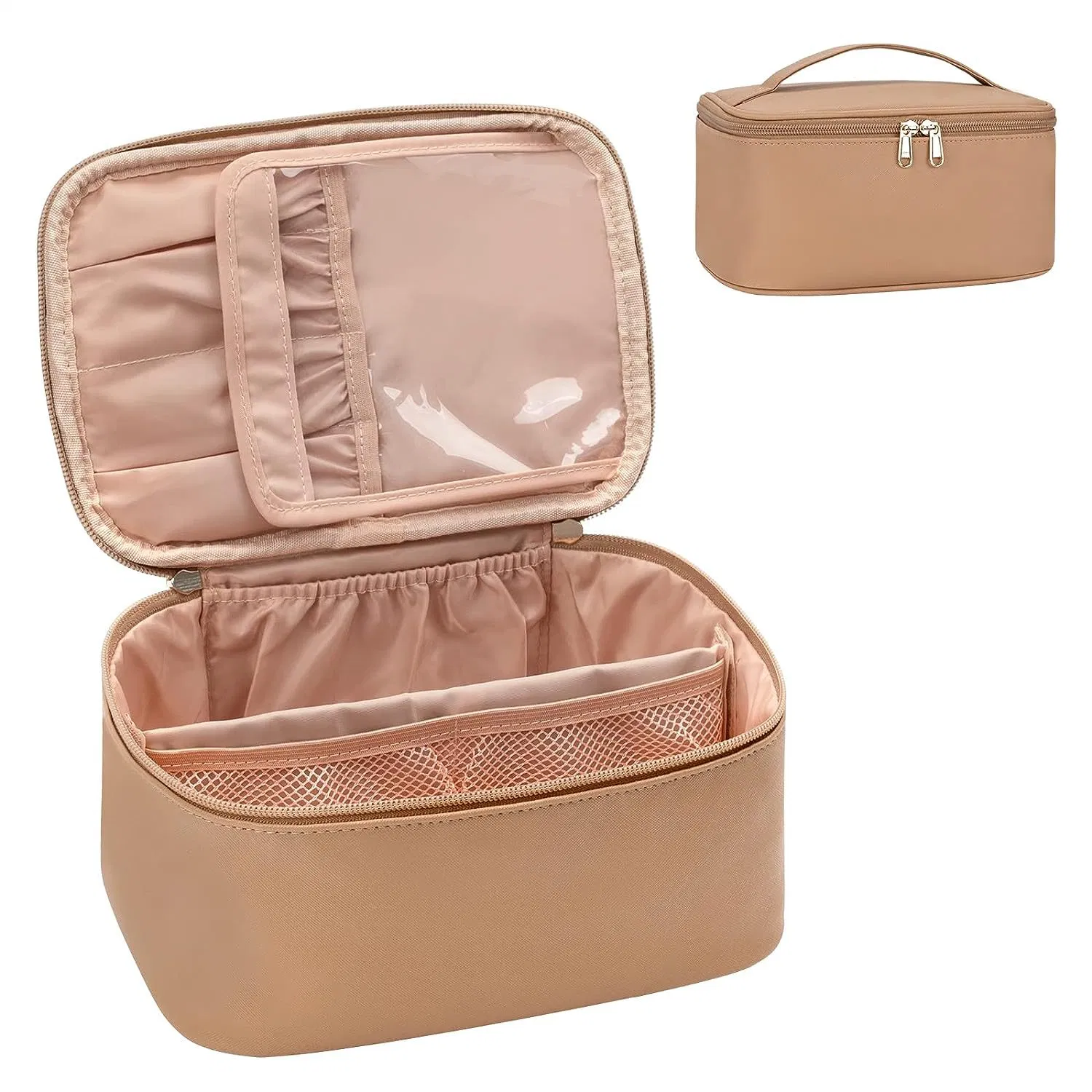 Fuliya Large Capacity Makeup Storage Case for Women Portable Waterproof Cosmetic Packaging Bag