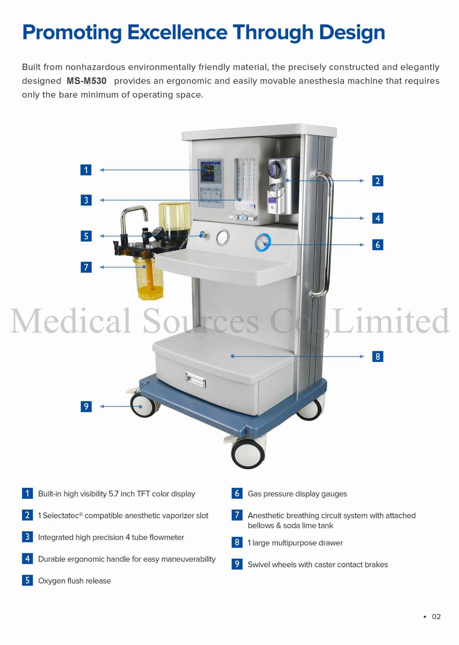 (MS-M540) La anestesia del Hospital de la máquina de anestesia vaporizador con ventilador