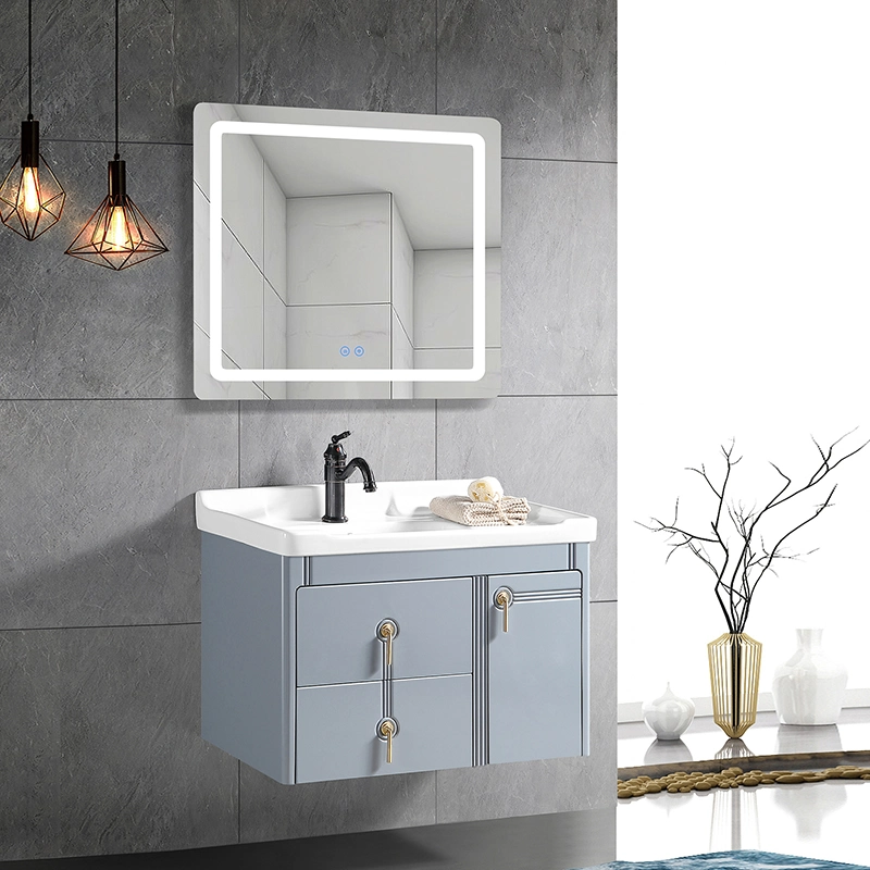 2022 Hot Sale MDF Melamine Plwood Vanity Bathroom Mirror Cabinet with LED Light Mirror Cabinet