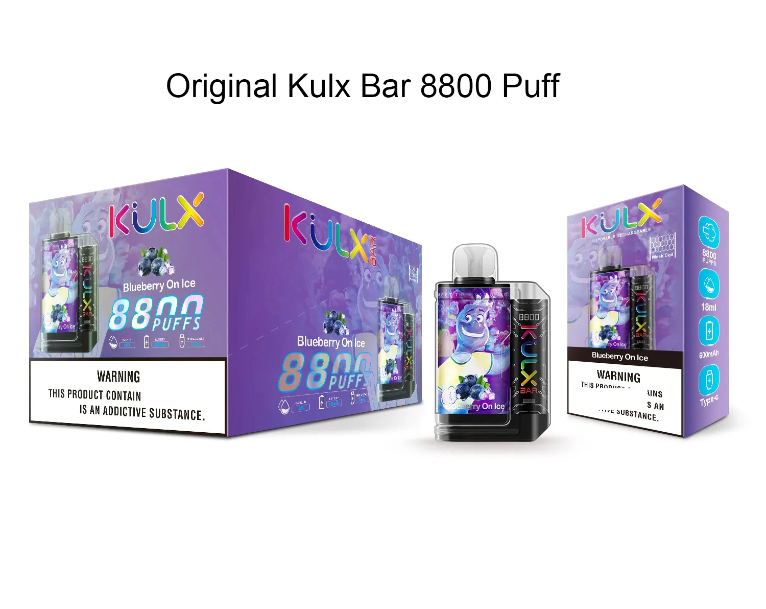 OEM/ODM Kulx Bar 8800 Putff E Cigarette 12 نكهة 18 مل جهاز قلم القرود القابل لإعادة الشحن والقلم القابل للاستعمال، علبة النسيج الشبكي للمدخنين 8000 نفخة