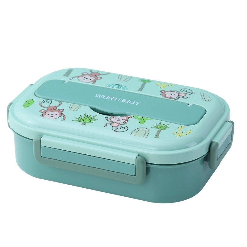 Worthbuy Cartoon Monkey Lunch Box with Tableware Bowl 316L Stainless Steel