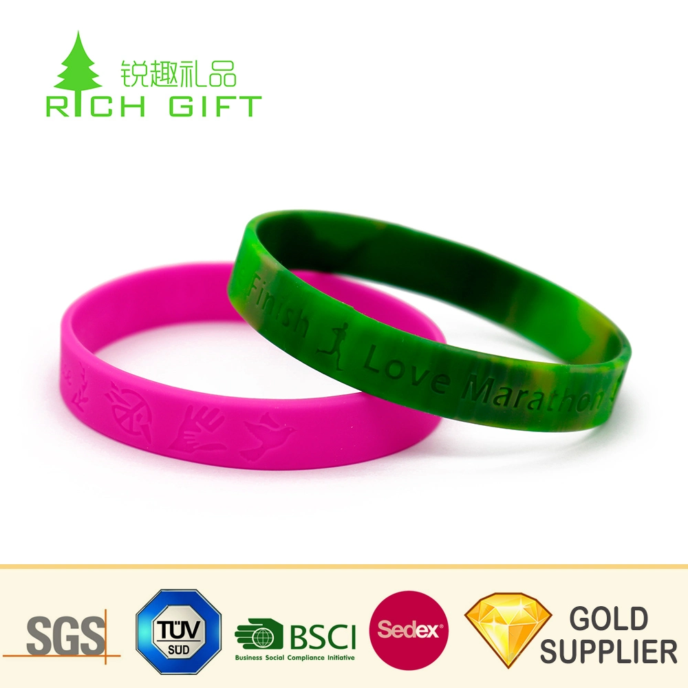 China Customised Design Your Own Spray-Paint Qatar Sport Team Motivational Funny Rubber Bracelet Dual Layer Christian Energy Barbados Qr Code Silicon Wristband