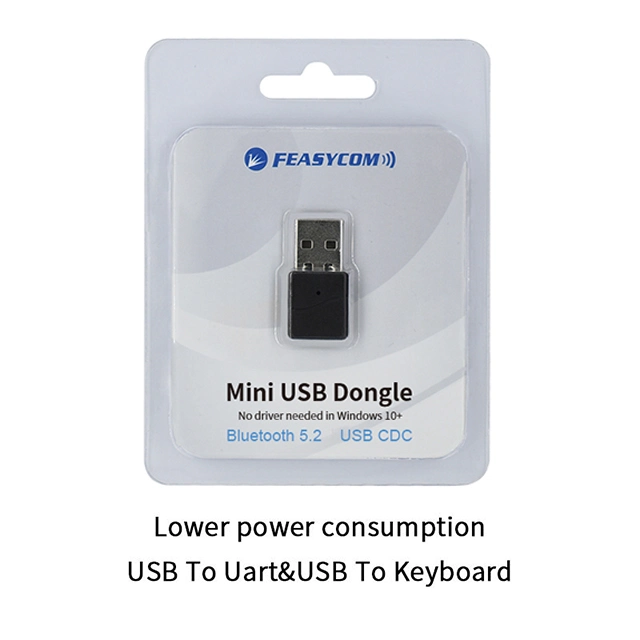 Mini-clé USB Bluetooth SPP/BLE 5.2 programmable basse consommation Feeasycom pour PC, ordinateurs portables