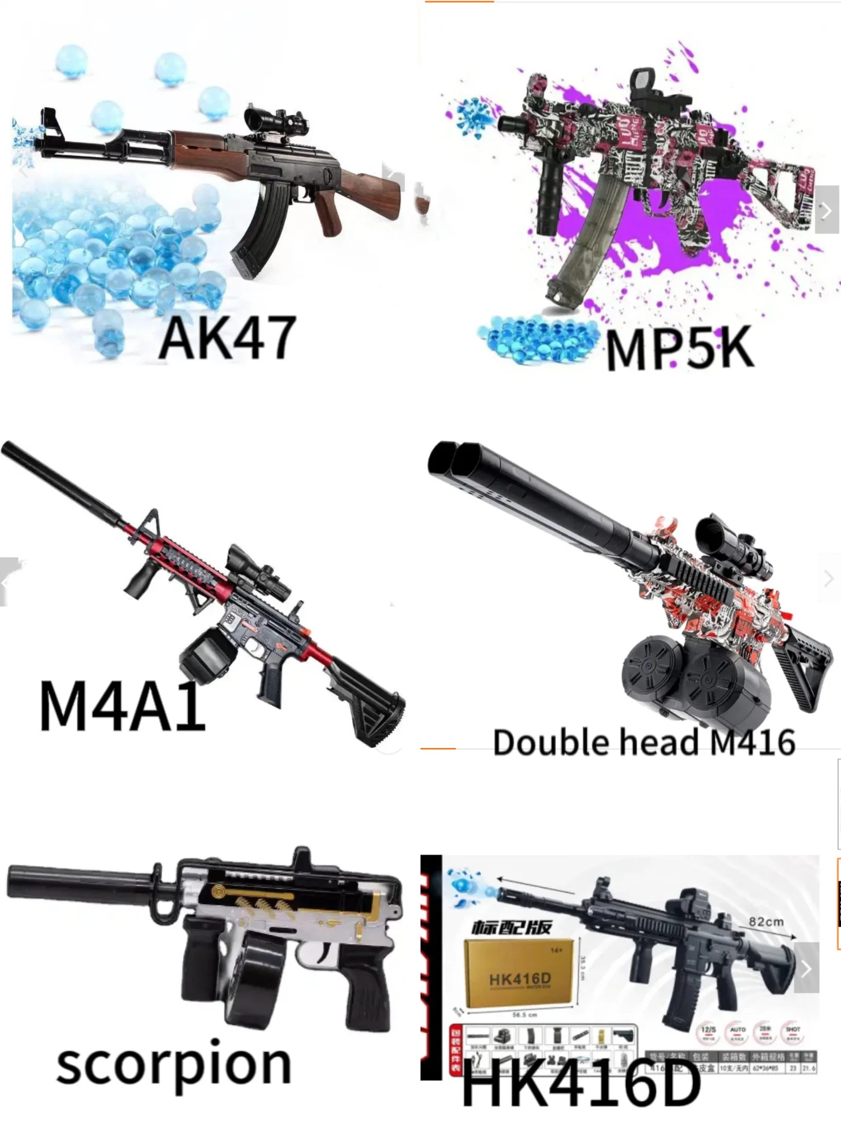 Ak47 M4a1 M4 M416 Gel Blaster Toy Gun Pistolet Rechargeable Jelly Bullet Soft Bullet Shell Ejecting Toy Gun Shooting for Adults