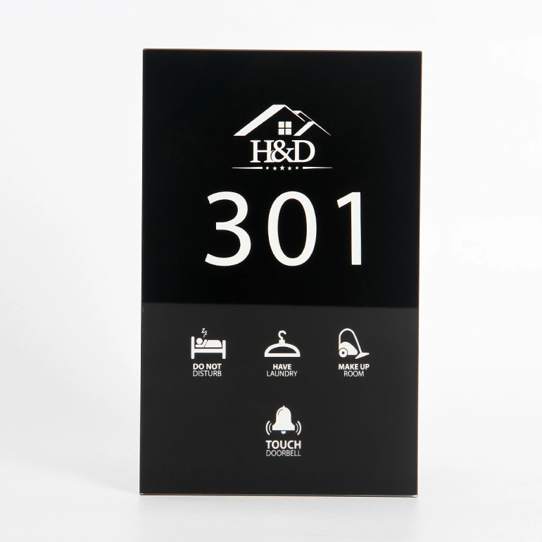Cristal templado negro 220V interruptor táctil LED eléctrico puerta Hotel Apartamento firmar