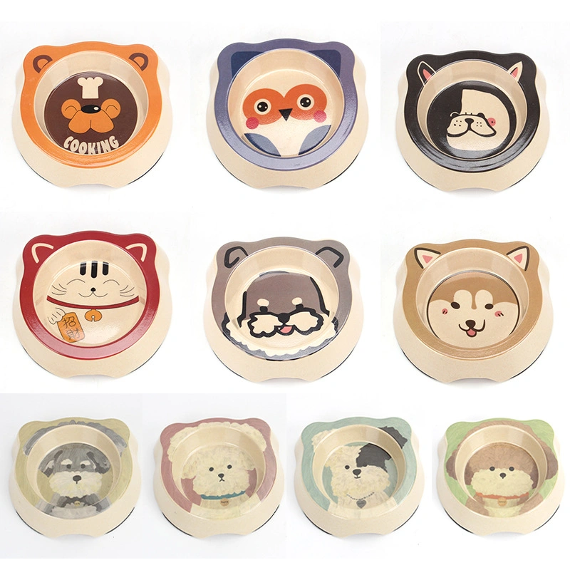 Environmental Health Bamboo Fiber Feed Bowl Plastic Safe Non-Toxic Shop Pet Single Round Bowl Easy Cleaning Pet Bowl for Dog and Cat