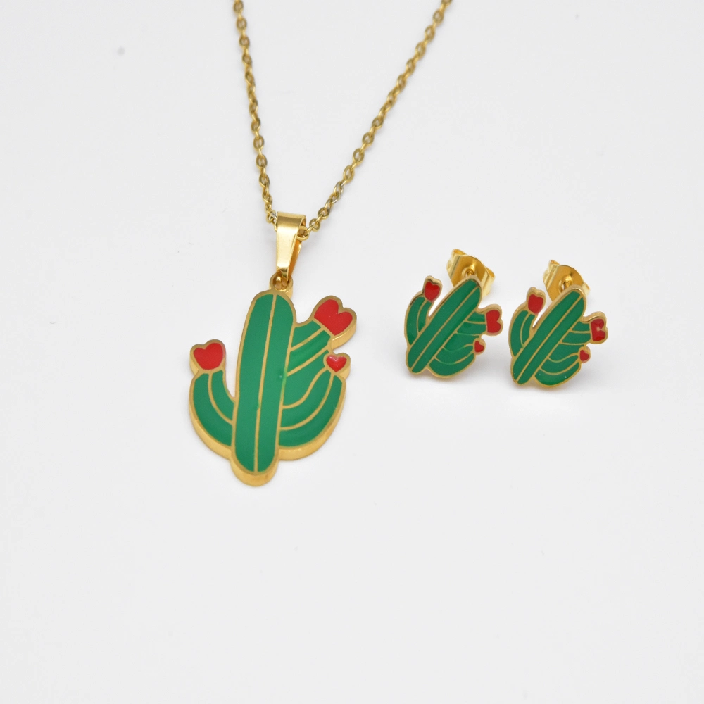 Las Damas de alta calidad juegos de Joyería de pendientes de collar con cactus Design