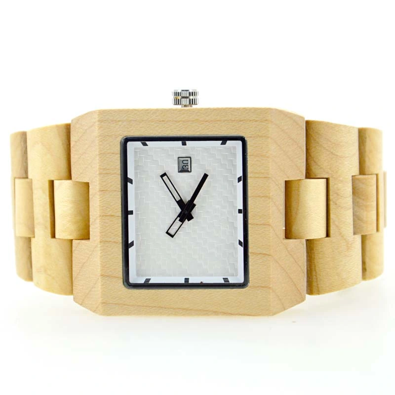 Custom Brand Handmade Square Maple Wrist Watch