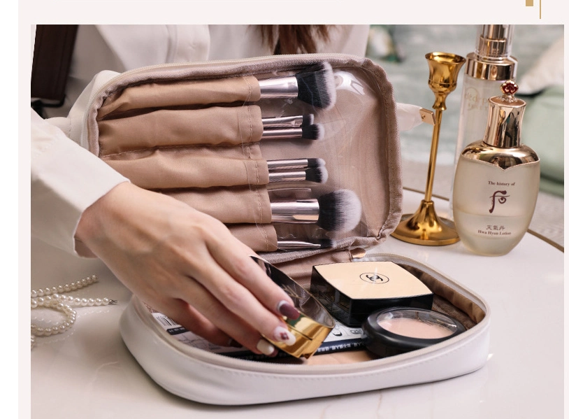 Custom Logo Cosmetic Bag Girl 2 Layers Waterproof Travel Lifestyle Bags Leather Makeup Bag Pouch