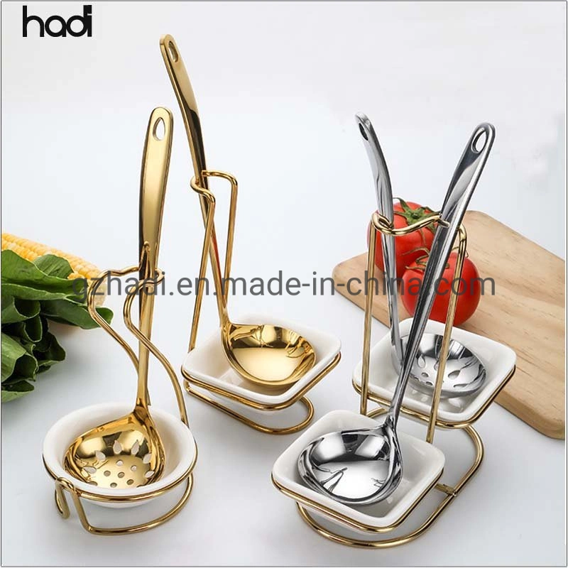 Other Hotel Supplier Good Quality Wholesale/Supplier Kitchen Utensils Silver and Gold Stainless Steel Soup Warmer Station Tureen Swan Ceramic Soup Ladle Set