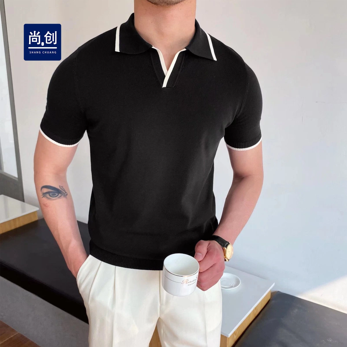 2022 Lapel Men's Knit Business Breathable Comfortable Polo Shirts