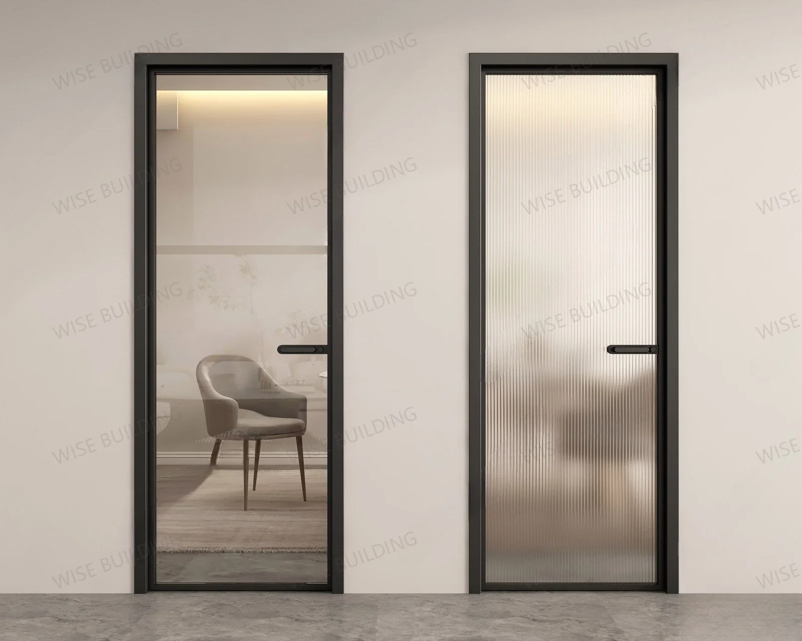 Cheap Price Interior Door Aluminum Frame Bathroom Door with Lock Swing Glass Toilet Doors