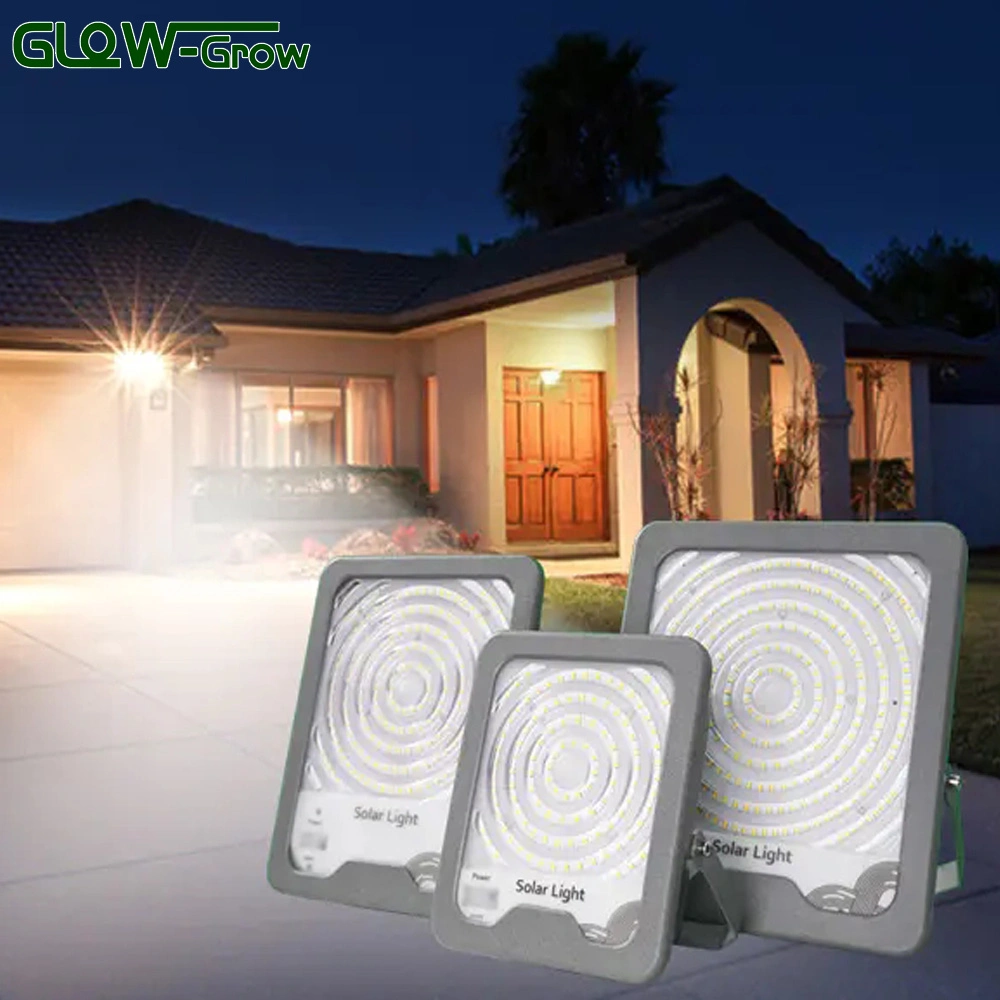 Foco Solar LED à prova de água IP66 de 400 W para pátios de jardim Decoração de casa com controlo remoto ótico inteligente