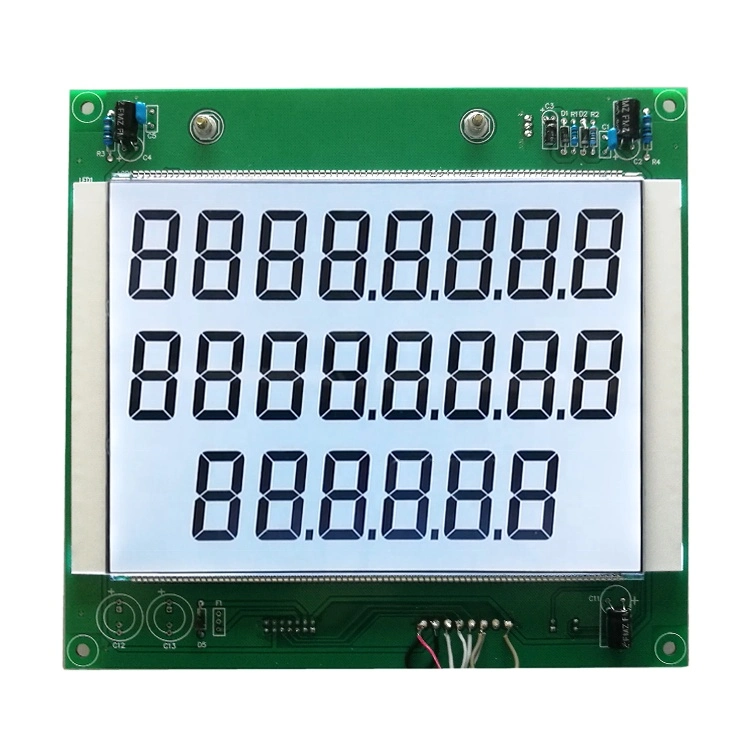 Custom Monochrome Gray Tn 7 Segment LCD Display with White LED Backlight