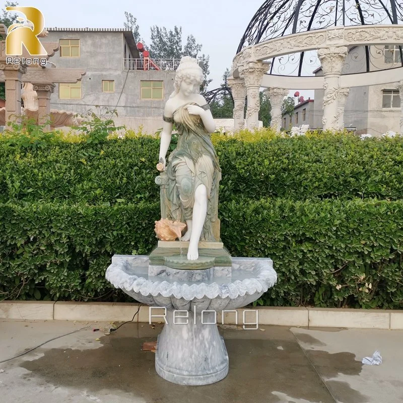 Elegant Natural Stone Granite Marble Lady Statue Wall Water Fountain