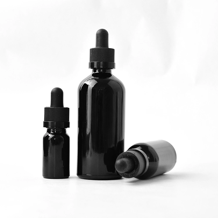 Hot Selling 120ml 4oz Bright Black Color Glass Bottle with Dropper for Essential Oil Storage Usage