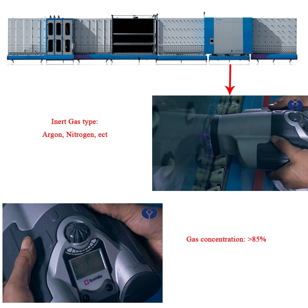 2500mm de altura de gas de llenado automático de doble cristal en línea máquina de hacer de la unidad de IG