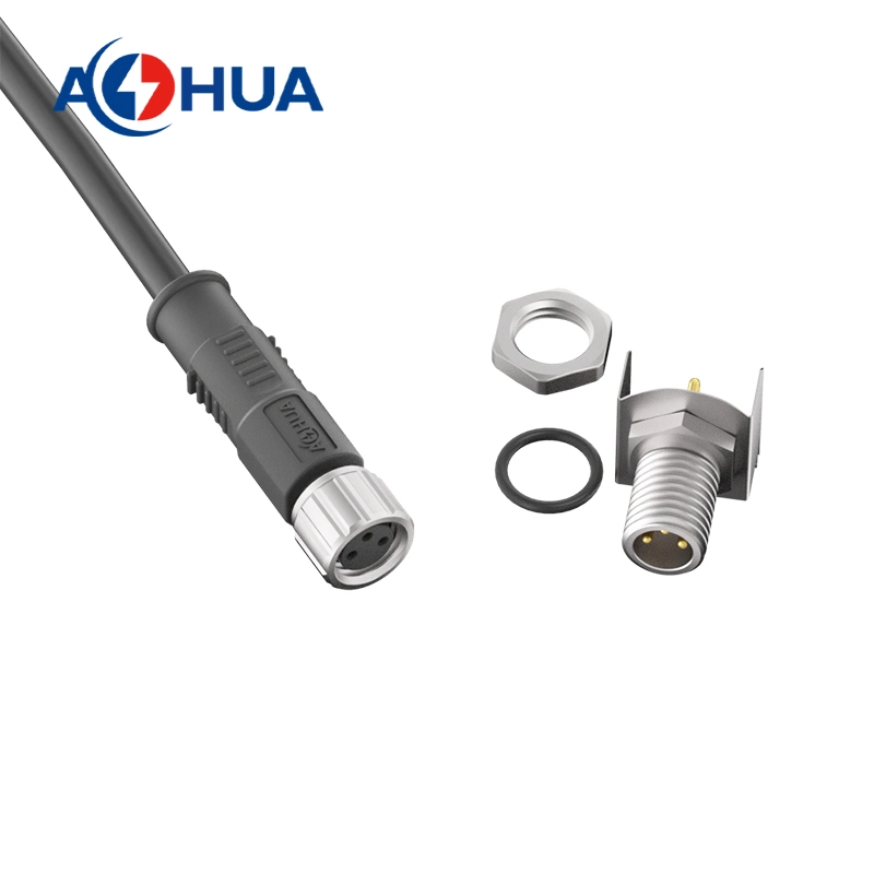 Male Straight Solder Cable Back Mount M8-01 Series Connector 2 3 4 Pin Connector Panel Mounted