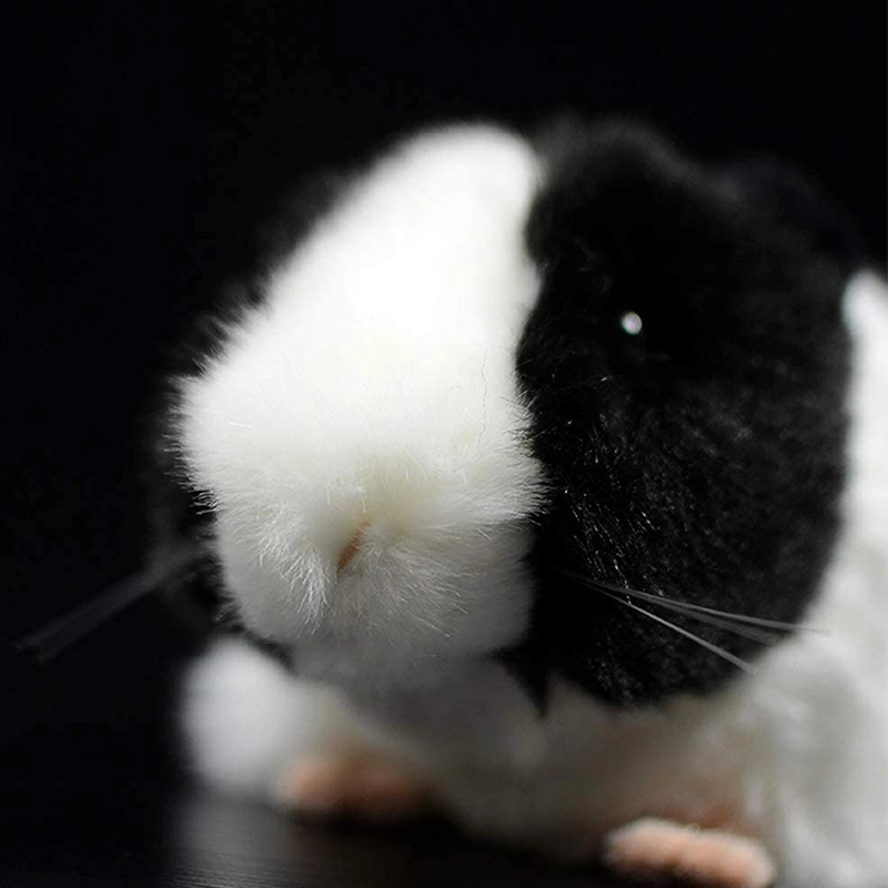 Factory Direct Sale 15cm Black White Fur Plush Stuffed Animal Guinea Pig Soft Toy