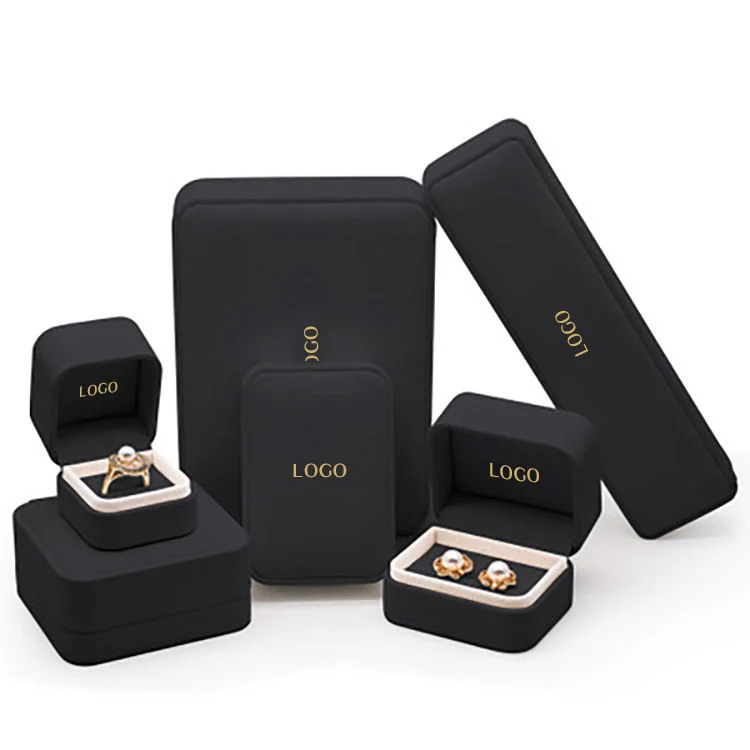 Custom Black Velvet Joyería Caja de baratijas para pendiente pulsera brazalete Embalaje de anillo