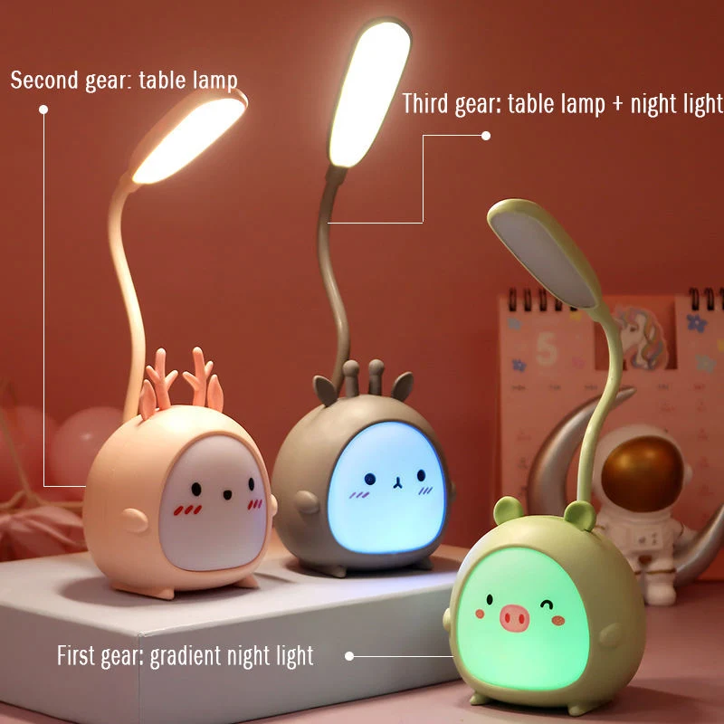 LED de luz nocturna de los niños de escritorio flexible con forma de animal Habitación Lámpara de mesa