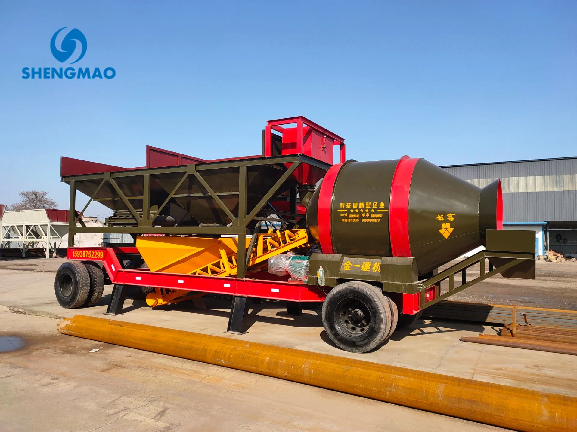 Mobile Concrete Mixing Plant with Mobile Cement Silo