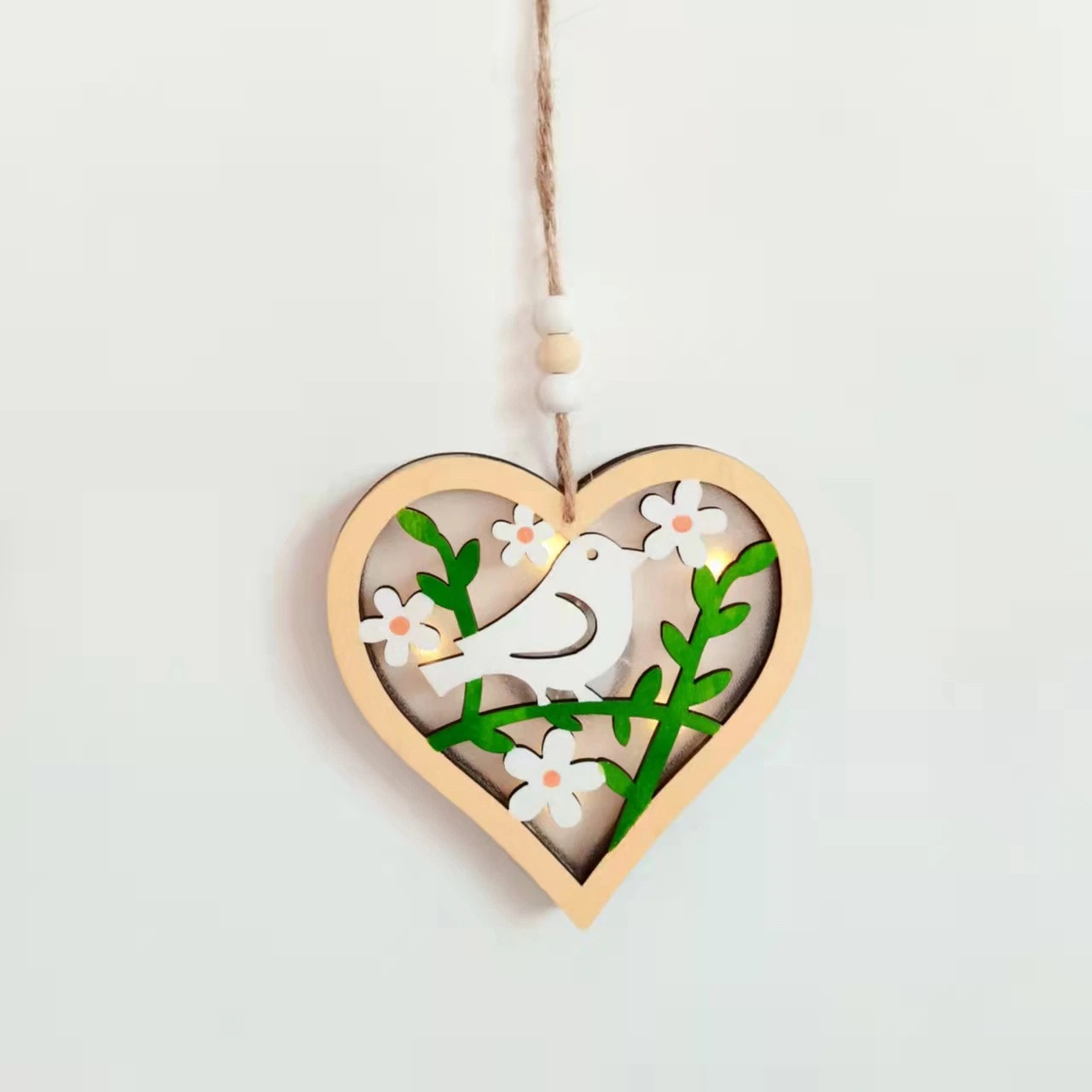 Home Flower Hanging Decoration Creative Pendant Ornament Heart Shaped Easter Decoration Wooden Hand Craft