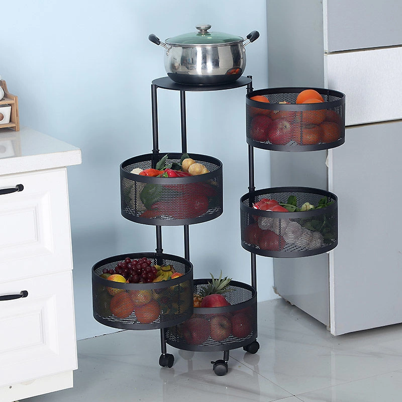 Sturdy Metal Food Vegetable Storage Containers Pack of 3 Rotatable Storage Rack for Kitchen Bathroom Storage Trolley Organizer