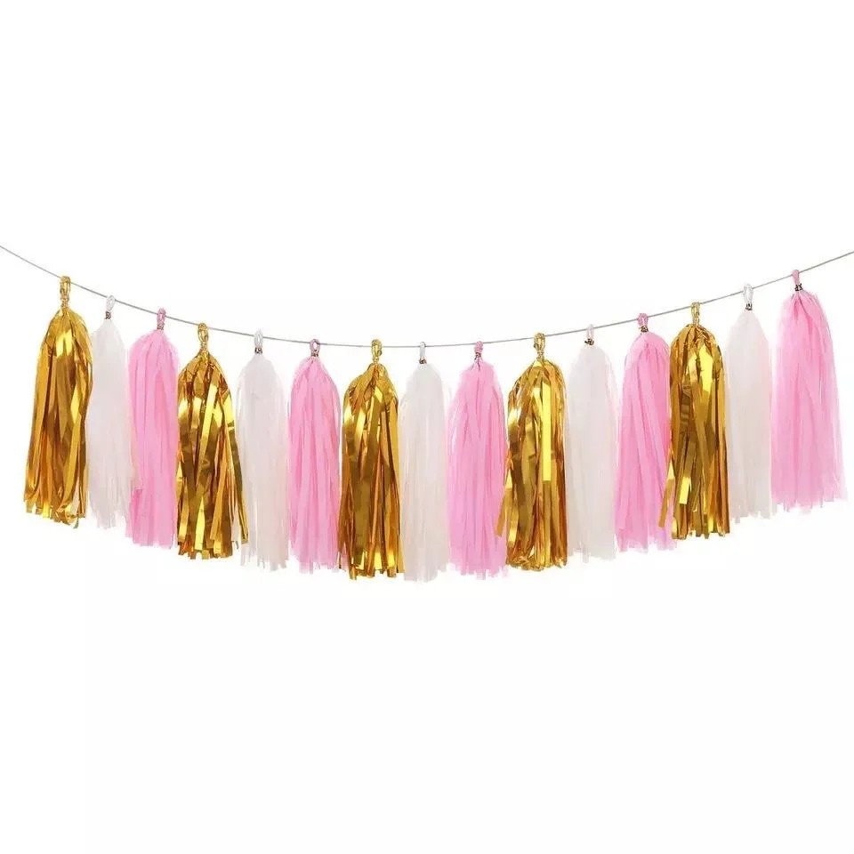 European and American Window Birthday Party Wedding Decoration DIY Tassel Package Paper Tassel Ribbon