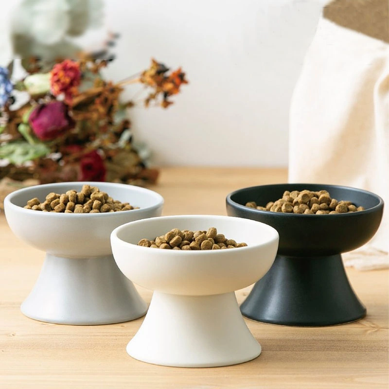 Raised Cat Bowl for Dry Wet Cat Food Ceramic Elevated Pet Bowl Cat Dish Protect Cat&prime; S Spine Stress Free for Cat Easy Eating