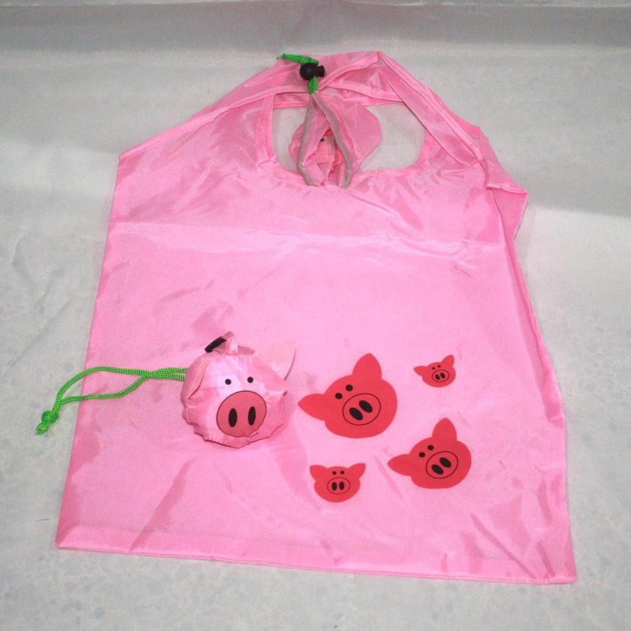 Polyester Folding Tote Bag in Pouch with Printing