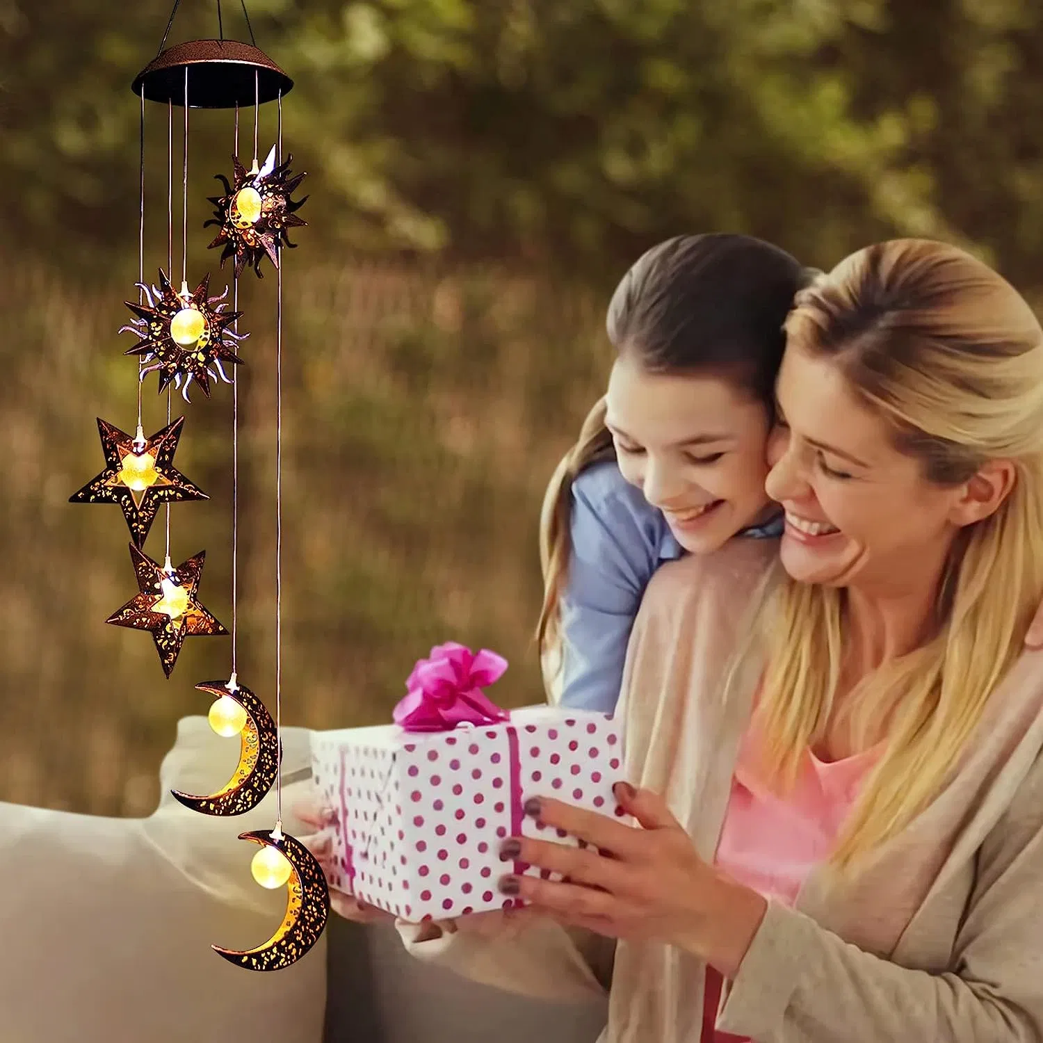 Home Decoration Gift Solar Wind Bells Chime Outdoor Lights Unique Decor Gifts for Wife Mom Grandma Neighbors