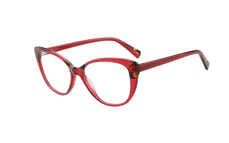 Unique Design Ladies Wholesale/Supplier Cateye Acetate Spring Hinged Red Orange Thick Ideal Optics Frames Eyeglasses K6109