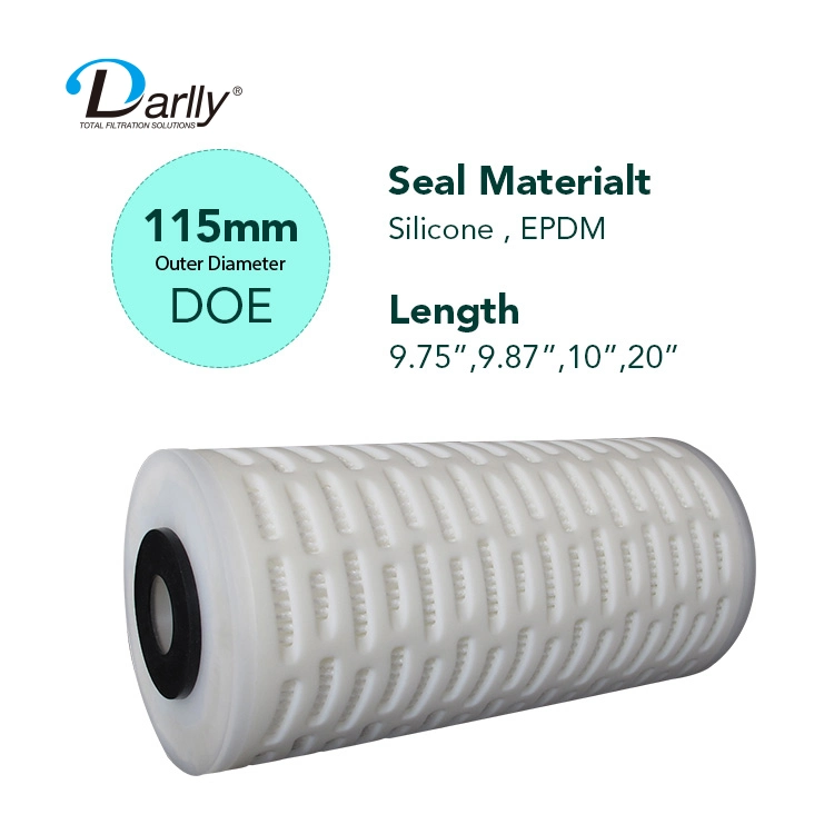 New Design 115 mm 0.22/5/10 Micron PP/Glass Fiber/Pes Membrane Pleated Filter Cartridge for Big Filter Housing Filtration