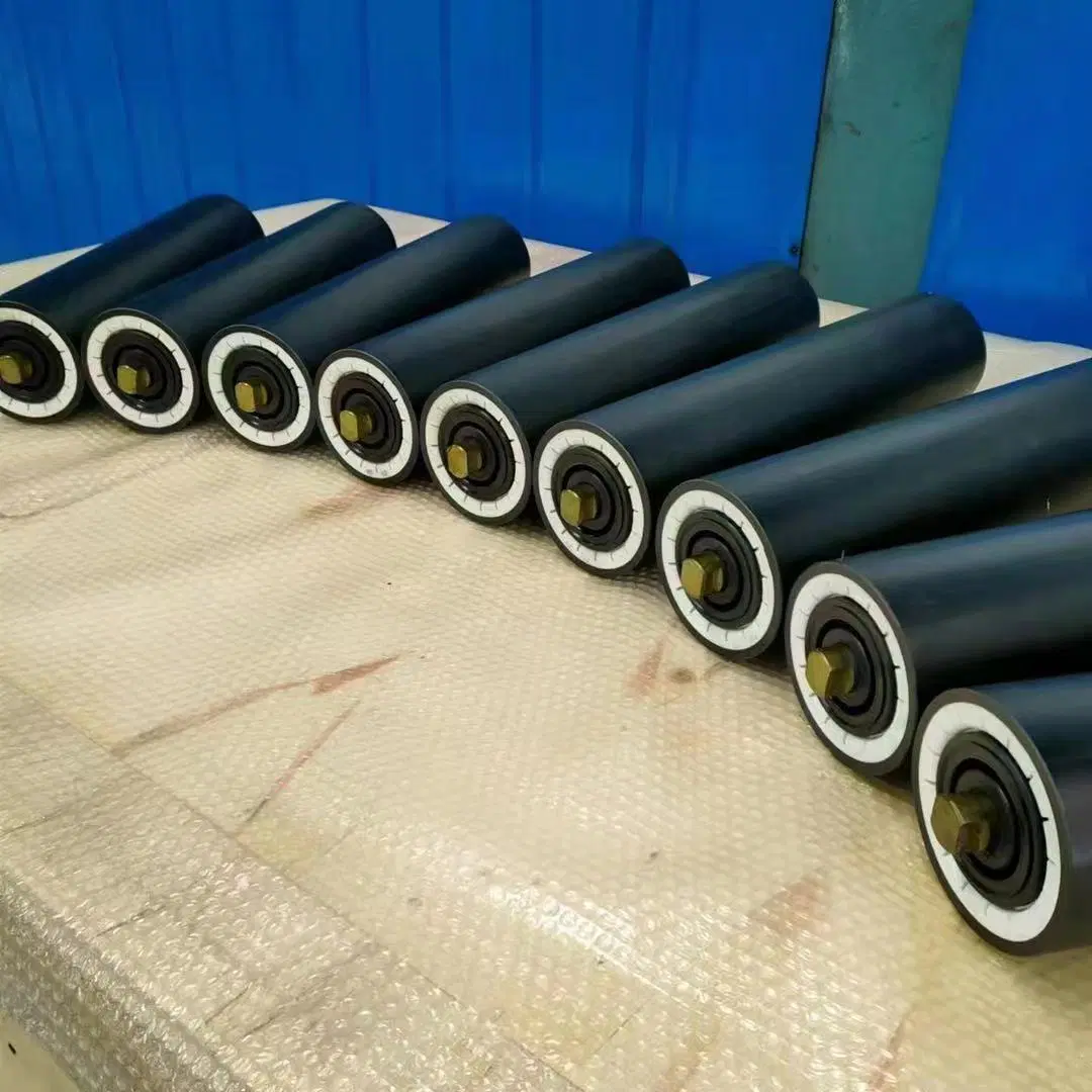 China Manufacturer Heavy Duty Steel Rubber Coated HDPE Self Aligning Return Trough Carrier Conveyor Idler Roller Price for Mining Belt Conveyor System