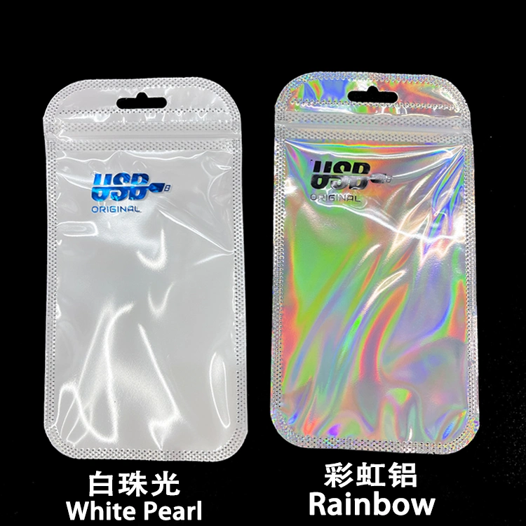 8.5*16 USB Cable Charger Packaging Bag Rainbow Zipper Bag