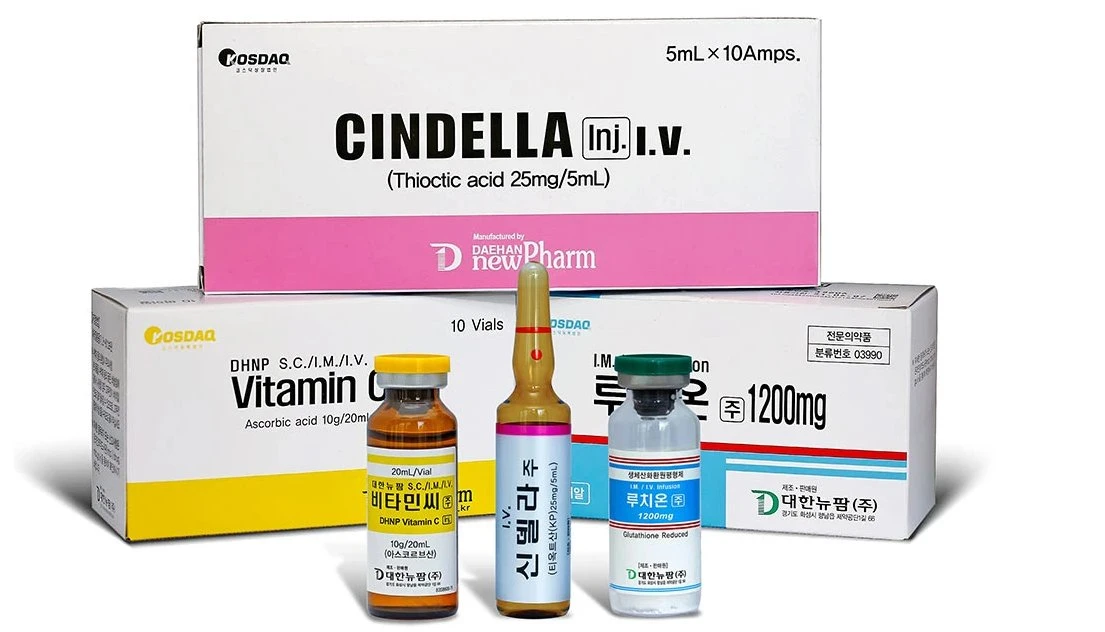 Corea Cindella inyectable Luthione 1200 mg de Vitamina C para el blanqueamiento de la piel