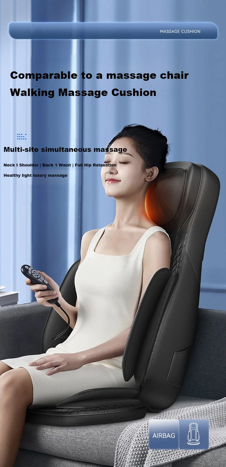 Ningdecrius 8 Kneading Heads Massage Car Home Electric Back Pain Relief Body Personal Smart Shiatsu Back Seat Massage Cushion